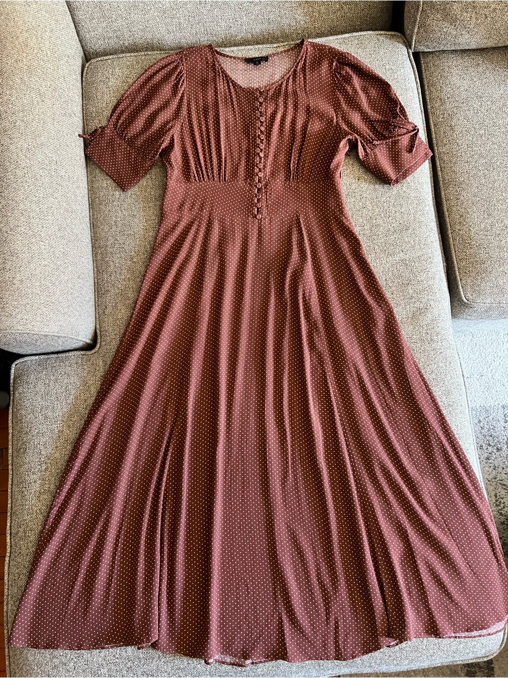 J. Crew Rust Polka Dot Maxi Dress